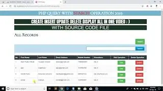 Minor Project Php INSERT UPDATE DELETE DISPLAY AND SEARCH operation in php With Source Code File