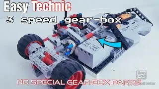 Lego technic 3 speed gear-box, No special parts needed!