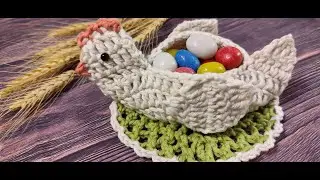 ПАСХАЛЬНАЯ КОРЗИНКА.КУРОЧКА крючком /EASTER BASKET.CHICKEN crocheted