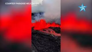 RAW: Aerial view of lava fountains from Mauna Loa eruption