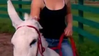 Girl Riding Bareback Horse/Donkey