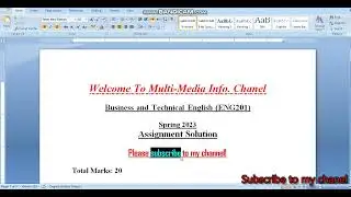 ENG 201 Assignment 1 solution 2023 || Correct solution of assignment Eng 201 2023 ||