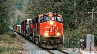 Canadian National Mixed Freight Going By Slide Detectors On The CN Yale Sub