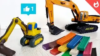 Plasticine modeling of an excavator. Plasticine modeling figurines