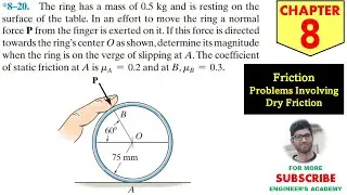 8-20 Friction - Chapter 8 | Hibbeler Statics 14th ed | Engineers Academy