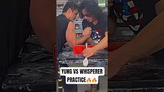 Yung vs WHISPERER Practice pull before KOTT10 #armwrestling #devonlarratt #schoolboy #motivation