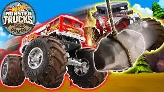 Hot Wheels Monster Trucks Compete in Epic Camp Crush Courses! + More Monster Trucks Challenges! 💥