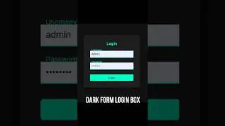 Dark Form Login Box | HTML CSS