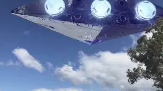 Star Wars: Tantive IV being chased by a Star Destroyer over Canberra