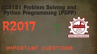 GE8151 Problem Solving and Python Programming (PSPP)