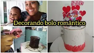 vlog decorando bolo de encomenda| bolo romântico