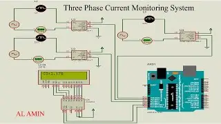 Three-Phase Current Monitoring System using proteus & Arduino IDE | Real-Time Load Protection