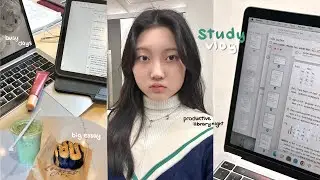uni vlog *STUDY edition* 🍵☁️  library nights, study spots, econ notes + intern work, realistic days