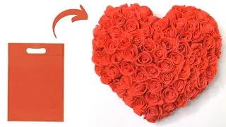 How to Make Roses Heart Pillow From Shopping Bags