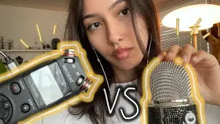 ASMR ☆ Blue Yeti vs. Tascam – Same Triggers on different Mics (mic biting, foam cover,..)