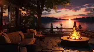 Enjoy this campfire on the beach ambience with a crackling fire and ocean waves sound for relaxation