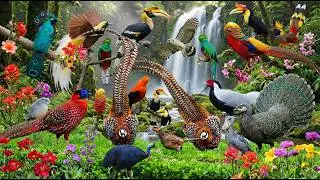 Amazon Jungle Birds | Natural Wildlife Scenes 🌳🎥🦜🐦🦩🌈🦚