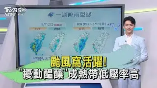 颱風窩活躍! 「擾動醞釀」成熱帶低壓率高｜午間氣象｜TVBS新聞20240805 