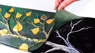 LEATHER + GLUE GUN?! Super EASY 3D Texture Technique - Tree Art | AB Creative