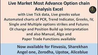 Nifty Banknifty Live Tick data Option chain analysis Excel with Algo, manual & Paper Trading