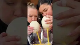 The unique way to extract emu egg yolks by the queen! 