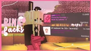 ✧･♔° playing with pink packs! (yandere 32x, strawbearrie 32x) °♔•✧ [ skywars ]