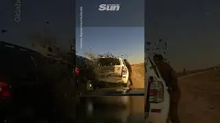 Shocking moment police officer thrown in the air as car smashed by another car