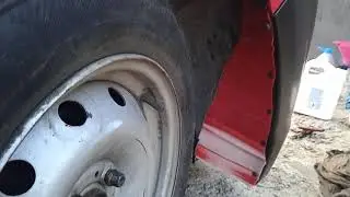 Sandero I 2009 временный подкрылок:) из канистры от грунтовки ч.2