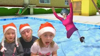 Новогодний уровень Scary Teacher 3D! Прохождение уровня на катке! Christmas Shenanigans прохождение.