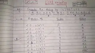 15. lz78 encoding and decoding example | LZ2 ENCODING : adaptive dictionary in data compression