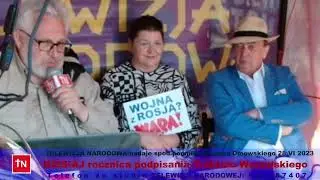 JAN POTOCKI ŚWIĘTUJE TRAKTAT WERSALSKI PRZY POMNIKU DMOWSKIE