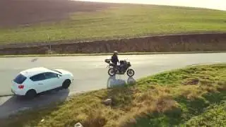 DJI Spark travelling with motorbike