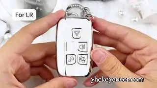 Silver White Car Key Fob Cover for LR with Diamond Keychain