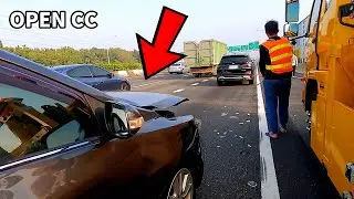 An offending bus nearly hits rescue drivers on the highway！！！