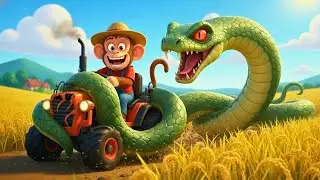 🐵🐍Unbelievable Monkey Cartoon – Farmer vs Giant Python! 🐵🐍