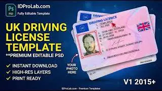Best UK Driving License Template for Photoshop ⭐️ Instant Download