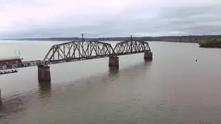Danville Tennessee railroad bridge and flooded grainy