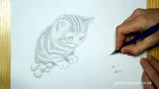 Drawing of a little cat and a mouse