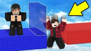 Using INVISIBLE BLOCKS To TROLL My BROTHER (Roblox Bedwars)