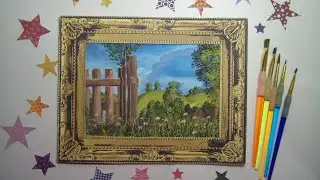 #artist #watercolor Простой пейзаж (рисуем гуашью) Ромашки у изгороди(2021)