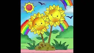 How to color Sunflowers for Kids lesson |Painting with Dad