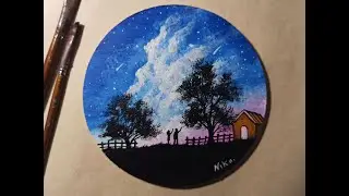 Easy Landscape painting For Beginners \ acrylic \ turorial | აკრილით ხატვა