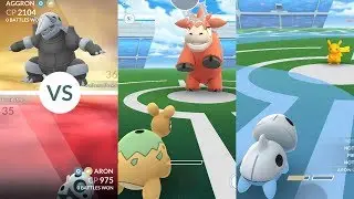 Pokémon Go Gym Battle Gen 3: Aron, Numel, Pikachu vs Aggron & Camerupt