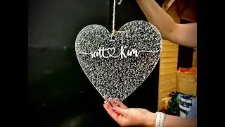 Wedding Glitter Acrylic Heart Couple Names