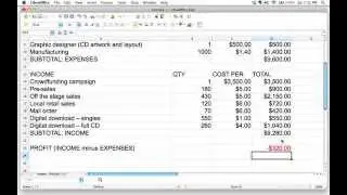 Using spreadsheet formulas to figure out profit or loss in a budget
