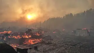 Russia, the village of Malinovka burned down