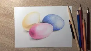 Как нарисовать пасхальные яйца цветными карандашами. How to draw Easter Eggs