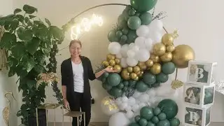 Baby Shower Balloon Decorations Green, white and gold idea ||Lordz Love DIY