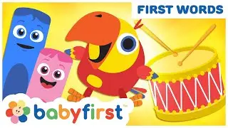 Toddler Learning Video Words w Color Crew & Larry | Baby Learning musical instruments | BabyFirst TV