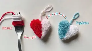 Creat a Pom Pom Heart Making with Fork - DIY Yarn Heart Trick - Quickly DIY Ideas
